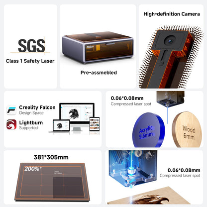 Creality Falcon A1 10W Laser Engraver, Enclosed Laser Cutter with Air Assist, HD Camera Positioning, Beginner-friendly, Class 1 Safety Laser Engravering Machine for Wood and Metal, Acrylic — photo 2 of 10