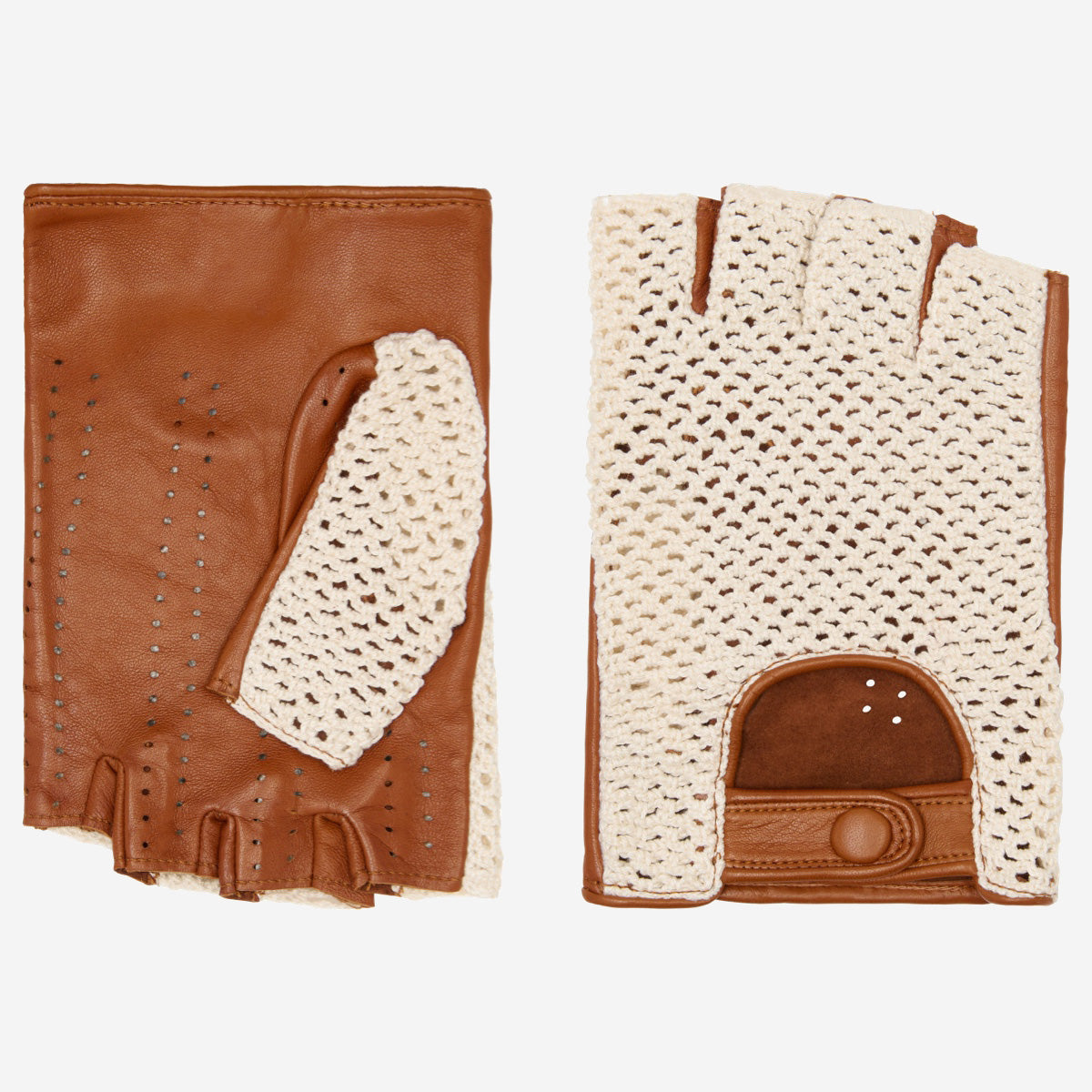 Daniella (cognac) - Hand-sewn Italian crochet driving gloves from lambskin leather — photo 1 of 10
