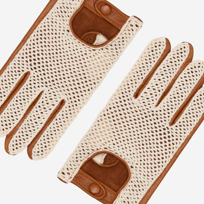 Arturo (cognac) - Hand-sewn Italian crochet driving gloves from lambskin leather — photo 4 of 10