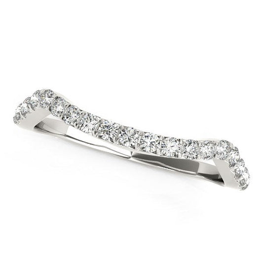 14k White Gold Modern Curvy Design Diamond Wedding Band (1/5 cttw) — photo 2 of 2
