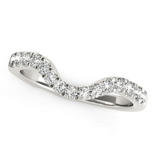 14k White Gold Curved Style Wedding Ring with Diamonds (1/3 cttw) — photo 2 of 2