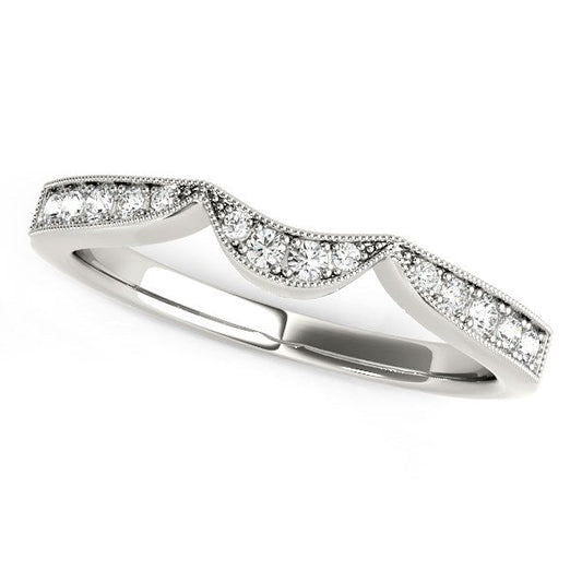 14k White Gold Milgrained Curved Wedding Diamond Band (1/6 cttw) — photo 2 of 2