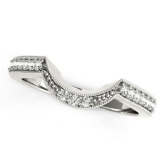 14k White Gold Round Diamond Curved Antique Wedding Band (1/4 cttw) — photo 2 of 2