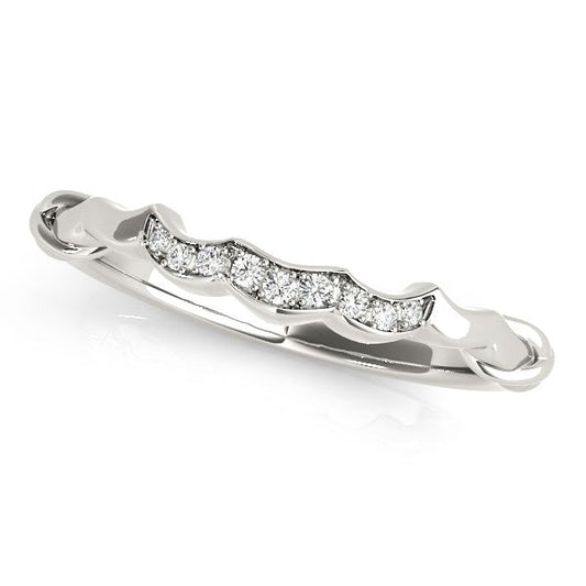 14k White Gold Scallop Wedding Band (1/20 cttw) — photo 2 of 2