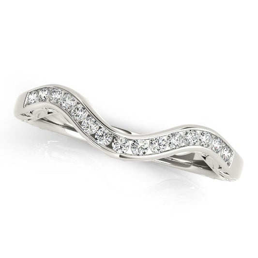 14k White Gold Curved Diamond Wedding Ring (1/10 cttw) — photo 2 of 2