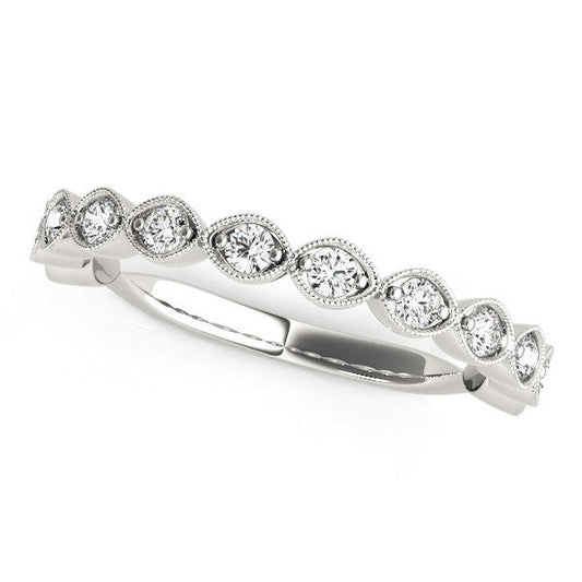 14k White Gold Antique Style Diamond Wedding Band (3/8 cttw) — photo 2 of 2