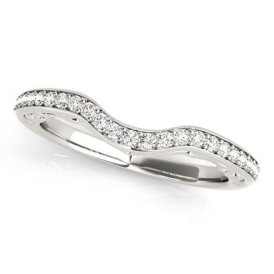 14k White Gold Prong Set Curved Diamond Wedding Ring (1/6 cttw) — photo 2 of 2
