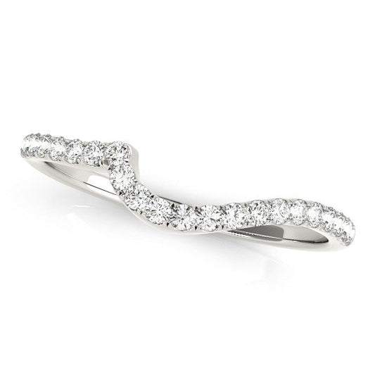 14k White Gold Round Pave Setting Curved Diamond Wedding Ring (1/5 cttw) — photo 2 of 2