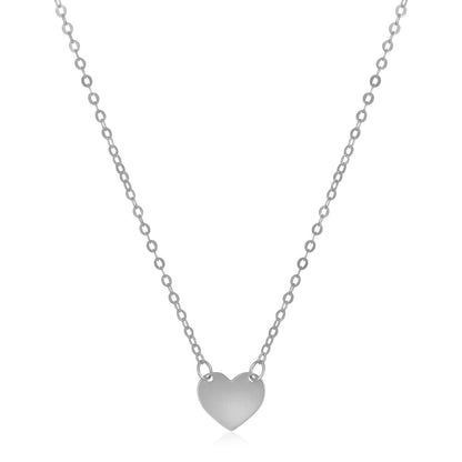 14k White Gold Polished Mini Heart Necklace