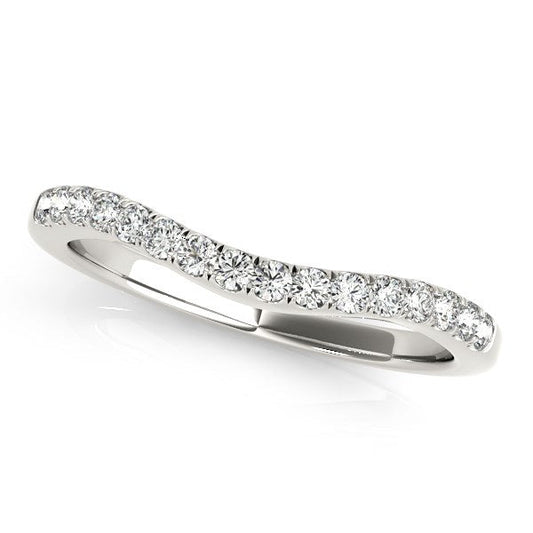14k White Gold Curvy Style Pave Set Diamond Wedding Band (1/5 cttw) — photo 2 of 2
