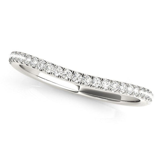 14k White Gold Pave Setting Style Curved Wedding Band (1/10 cttw) — photo 2 of 2