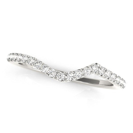 14k White Gold Modern Curved Diamond Wedding Band (1/6 cttw) — photo 2 of 2