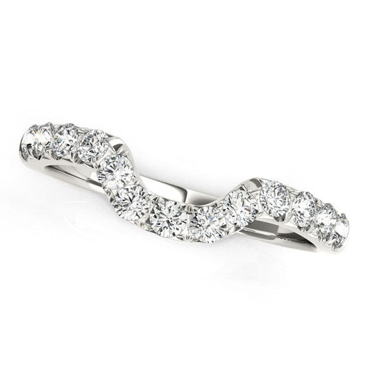 14k White Gold Curved Design Pave Diamond Wedding Ring (1/6 cttw) — photo 2 of 2