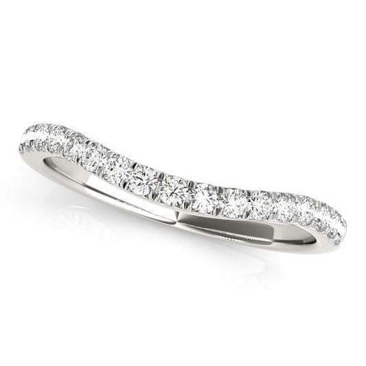 14k White Gold Pave Set Round Diamond Curved Wedding Band (1/4 cttw) — photo 2 of 2