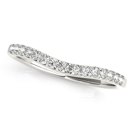 14k White Gold Round Pave Setting Curvy Diamond Wedding Band (1/4 cttw) — photo 2 of 2