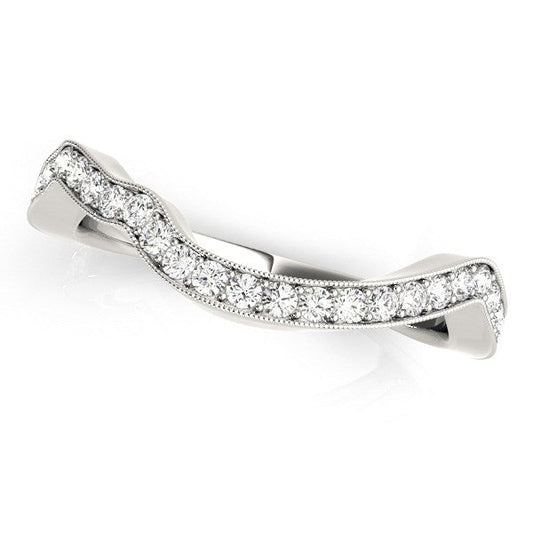 14k White Gold Milgrained Curve Style Diamond Wedding Band (1/5 cttw) — photo 2 of 2