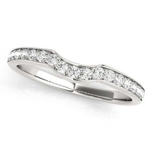 14k White Gold Curved Style Diamond Wedding Ring (1/4 cttw) — photo 2 of 2