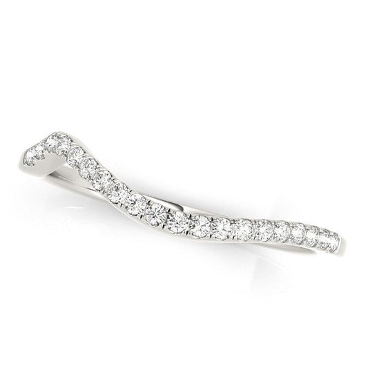 14k White Gold Modern Curved Diamond Wedding Band (1/8 cttw) — photo 2 of 2