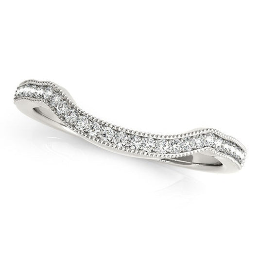 14k White Gold Curvy Style Pave Set Diamond Wedding Band (1/6 cttw) — photo 2 of 2