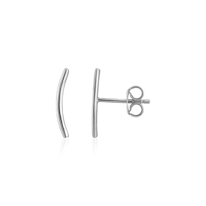 14k White Gold Curve Climber Post Earrings