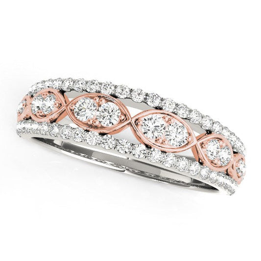 14k White And Rose Gold Doulbe Diamond Infinity Design Band (3/8 cttw) — photo 2 of 2