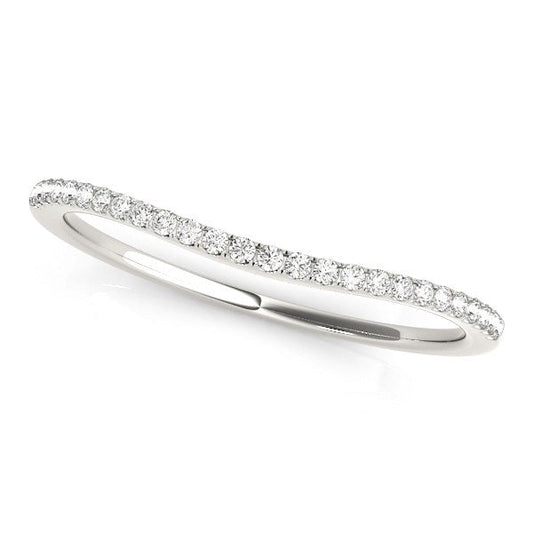 14k White Gold Pave Style Setting Curved Diamond Wedding Band (1/10 cttw) — photo 2 of 2