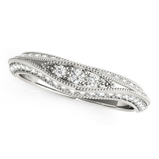 14k White Gold Curved Antique Style Diamond Wedding Ring (1/3 cttw) — photo 2 of 2