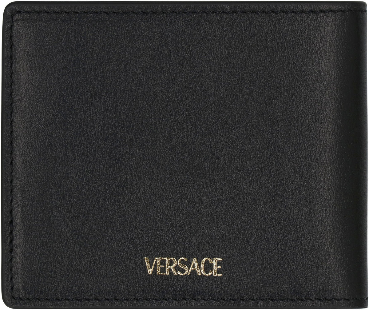 VERSACE Mini Leather Wallet with Iconic Emblem