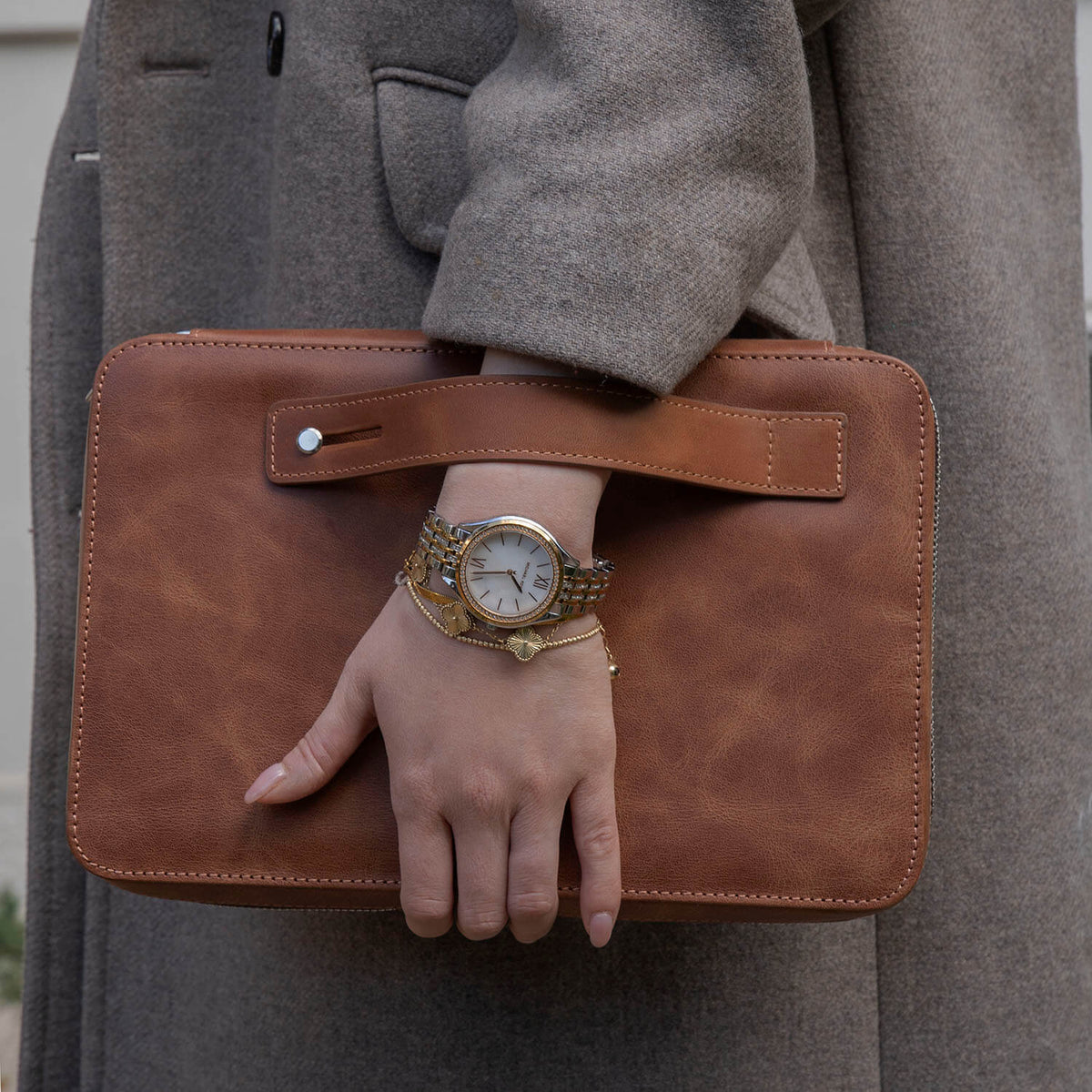Leather Tech Organizer Case -Rich Brown - Mobile