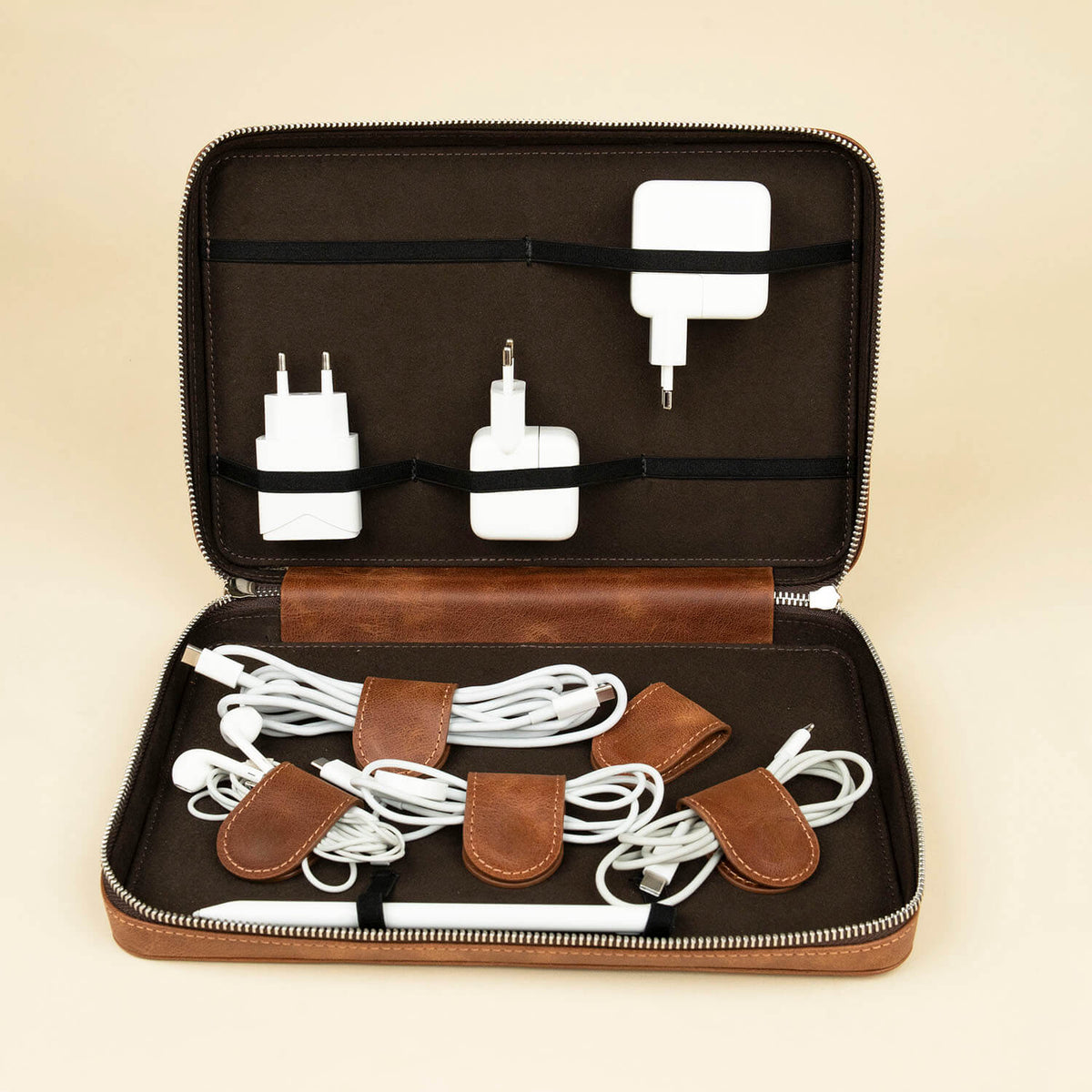 Leather Tech Organizer Case -Rich Brown - Mobile