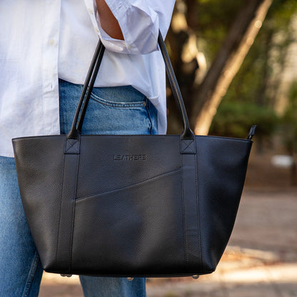 The Leathere New York Tote - Black