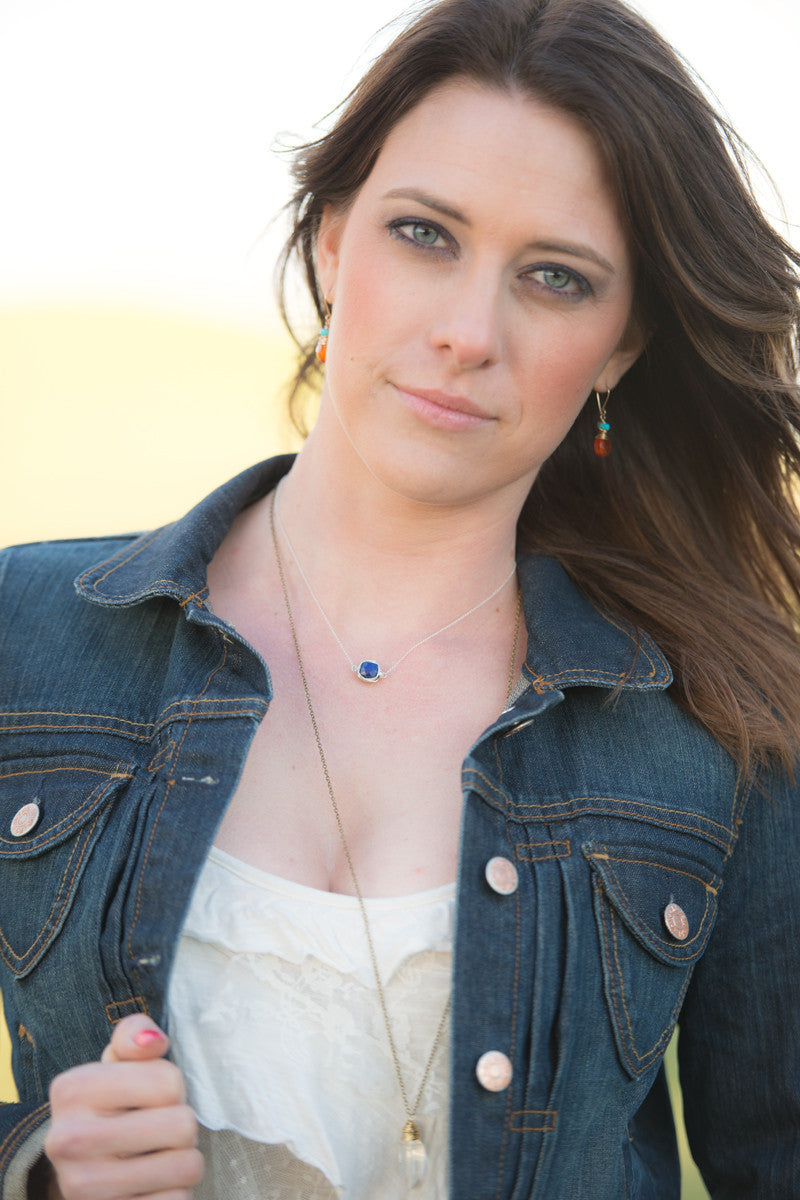 Lapis Lazuli Bezel-Style Necklace - Gold