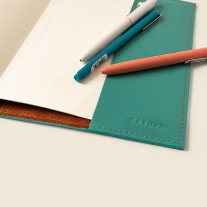 Refillable A5 Leather Notebook Cover – Teal
