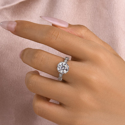 Rodiffy Moissanite 2.0Ct Round Cut Twist White Gold Promise Bridal Ring