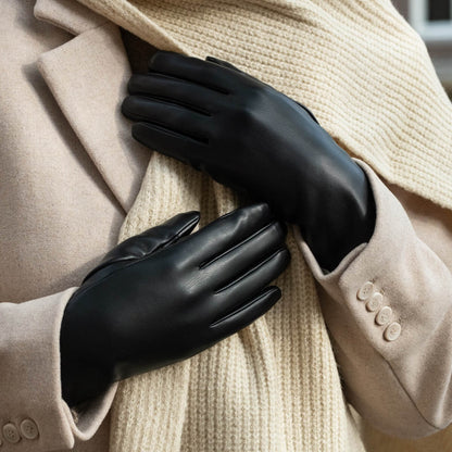 Daisy (black) – Vegan leather gloves with fleece lining & touchscreen feature — photo 7 of 9