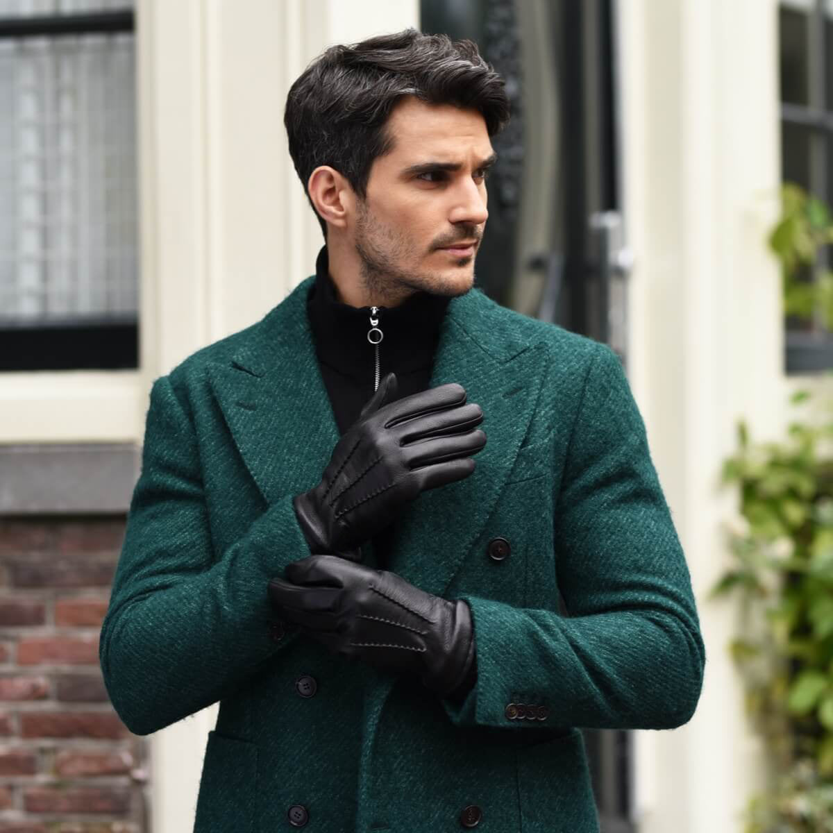 Daniel (black) – Goatskin leather gloves with warm wool lining and touchscreen function — photo 4 of 10