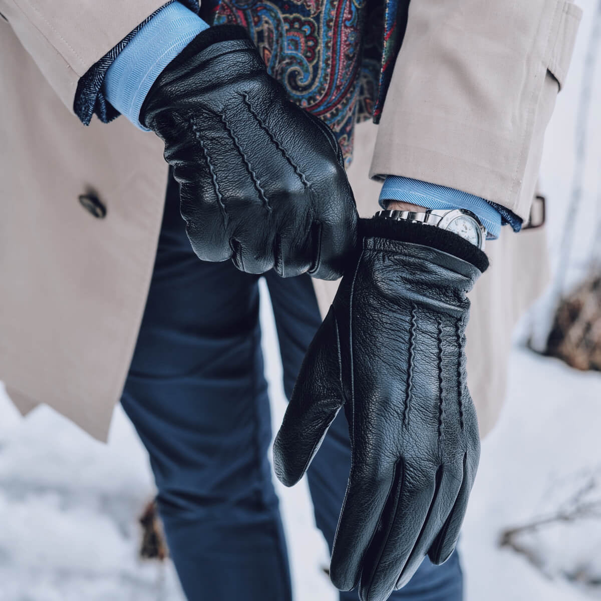 Daniel (black) – Goatskin leather gloves with warm wool lining and touchscreen function — photo 5 of 10
