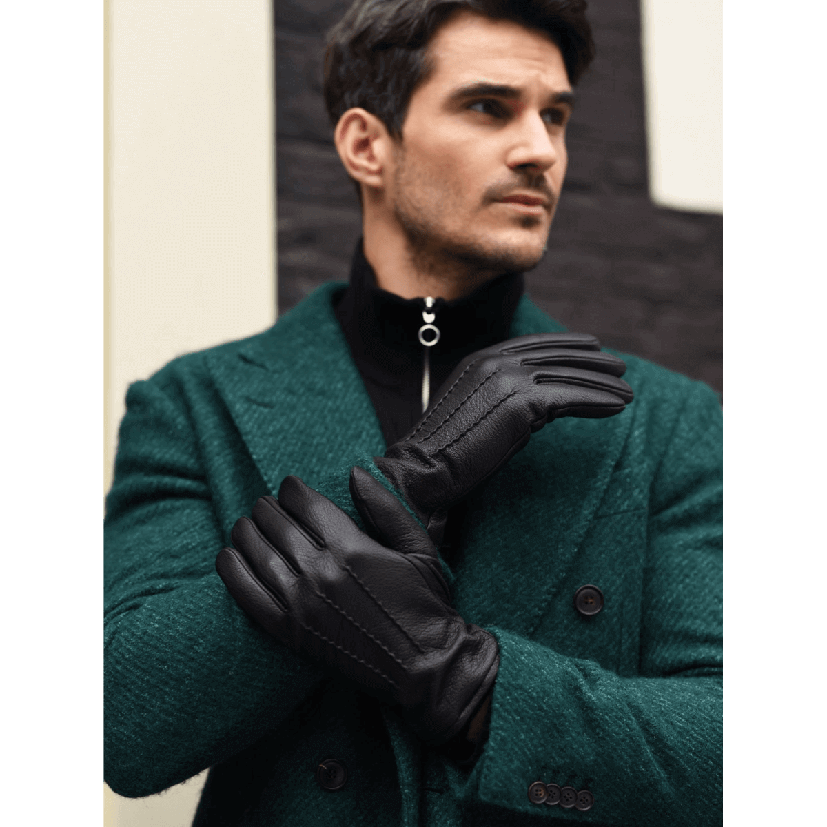 Daniel (black) – Goatskin leather gloves with warm wool lining and touchscreen function — photo 2 of 10