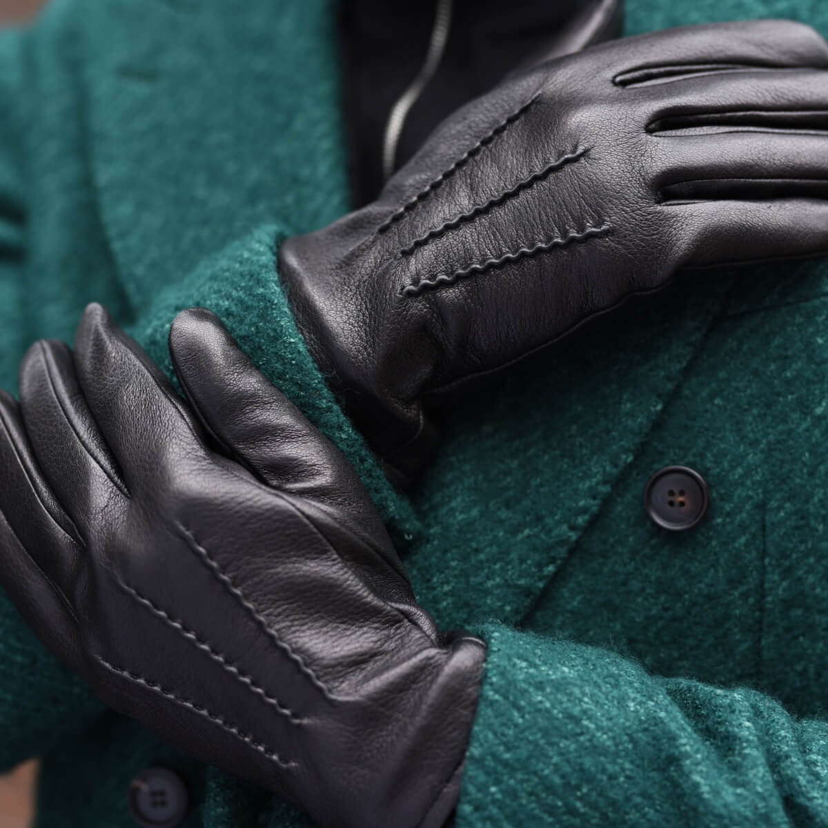 Daniel (black) – Goatskin leather gloves with warm wool lining and touchscreen function — photo 6 of 10