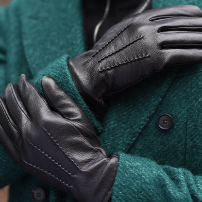 Daniel (black) – Goatskin leather gloves with warm wool lining and touchscreen function — photo 6 of 10