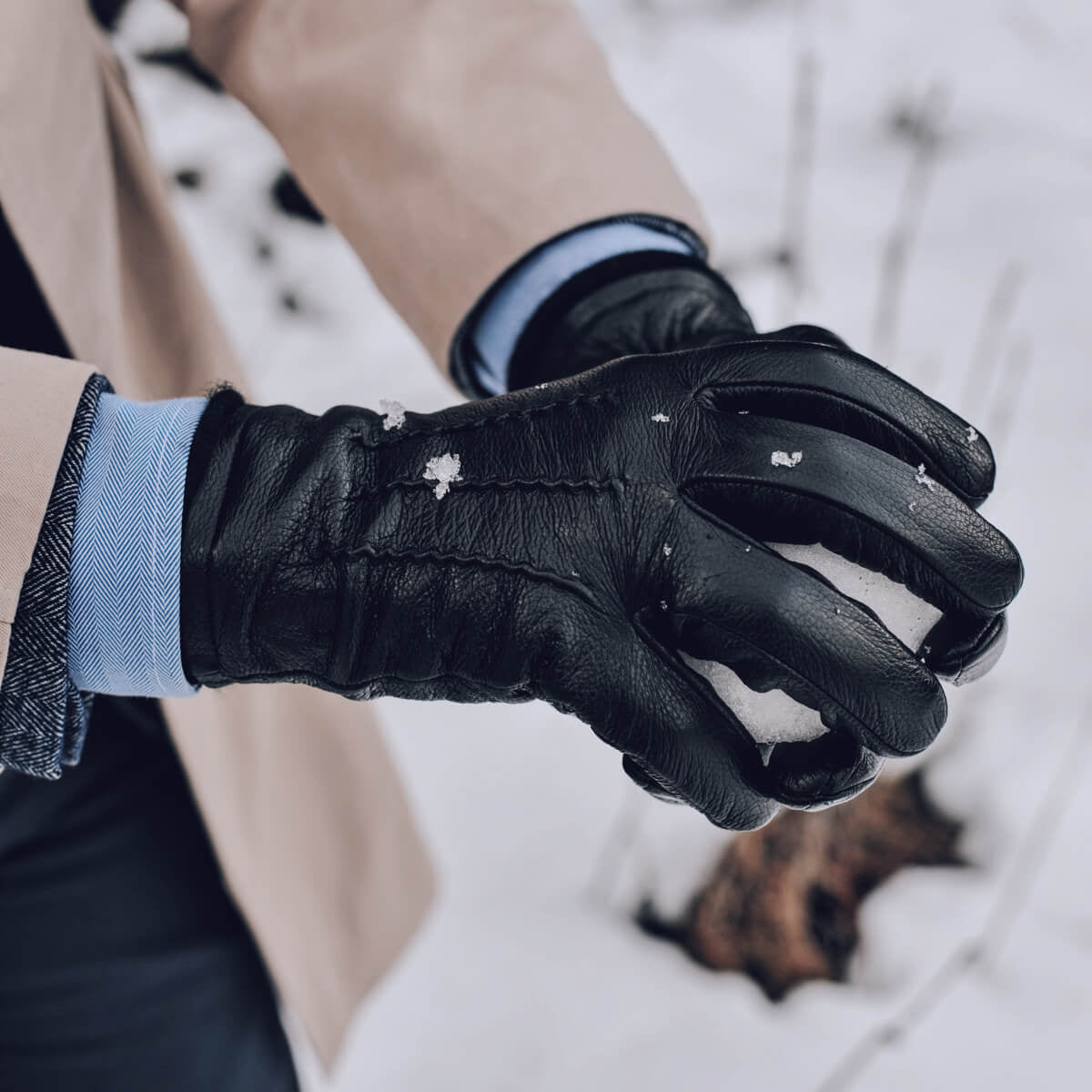 Daniel (black) – Goatskin leather gloves with warm wool lining and touchscreen function — photo 7 of 10