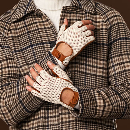 Dario (cognac) - Hand-sewn Italian crochet driving gloves from lambskin leather — photo 7 of 10