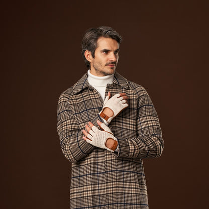 Dario (cognac) - Hand-sewn Italian crochet driving gloves from lambskin leather — photo 9 of 10
