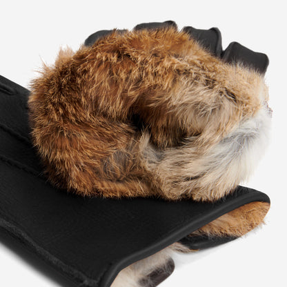 Diego (black) - Italian gloves made of American deerskin leather with rabbit fur lining — photo 3 of 10