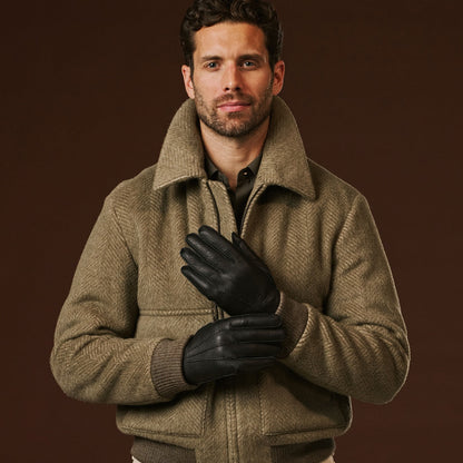 Diego (black) - Italian gloves made of American deerskin leather with rabbit fur lining — photo 5 of 10
