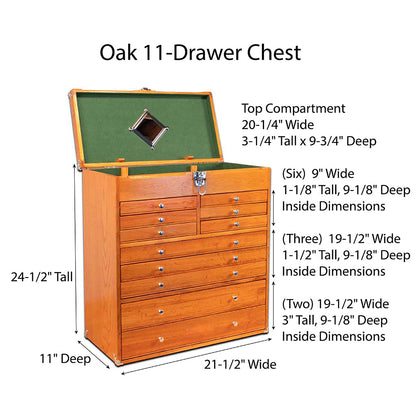 Dark Oak 11-Drawer Classic American Style Top Chest GI-T22-D, Gerstner International