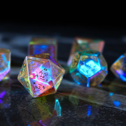 Juego de dados de rol de cristal dicróico Dragon Shield Gemstone