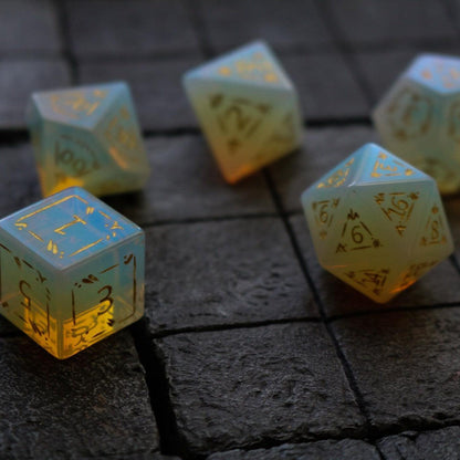 Juego de dados DND de gema opalita Dragon Shield