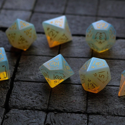 Juego de dados DND de gema opalita Dragon Shield