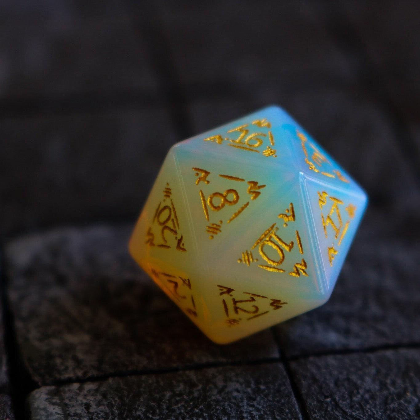 Juego de dados DND de gema opalita Dragon Shield
